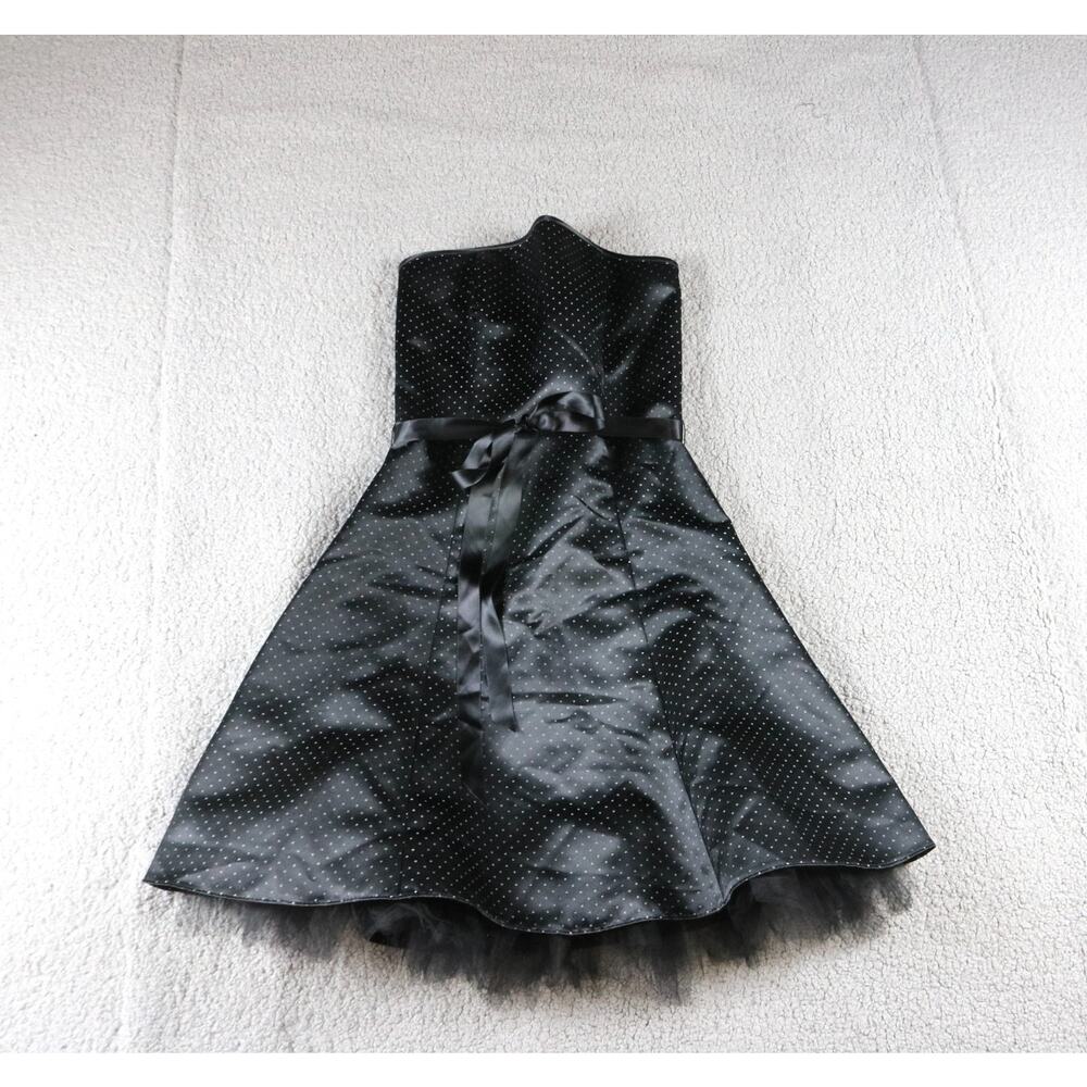 Vintage Jessica McClintock Dress Womens Xs Small Polka Dot Strapless Tule